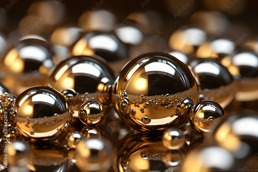 Beautiful abstract background with shiny gold spheres Beautiful abstract background with shiny gold spheres
