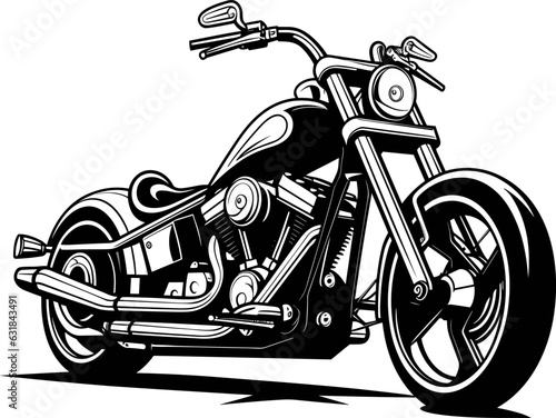 Vintage monochrome motorcycle on white background