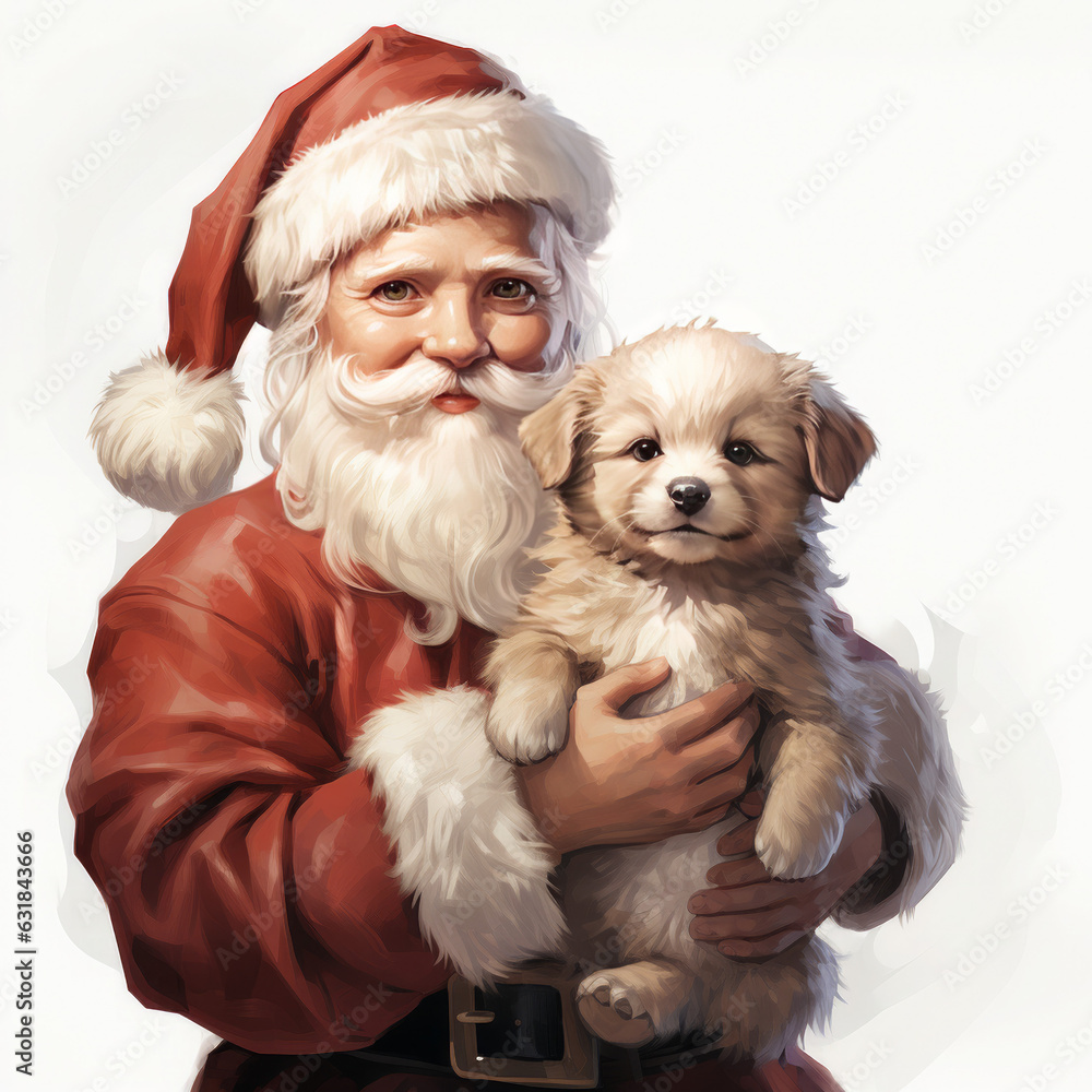santa Claus holding a dog santa Claus holding a dog