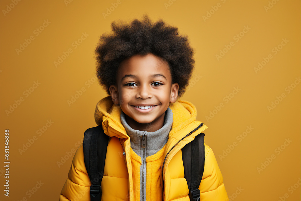 Generative ai collage photo of schoolchild with rucksack advertising school discounts over colorful background Generative ai collage photo of schoolchild with rucksack advertising school discounts over colorful background