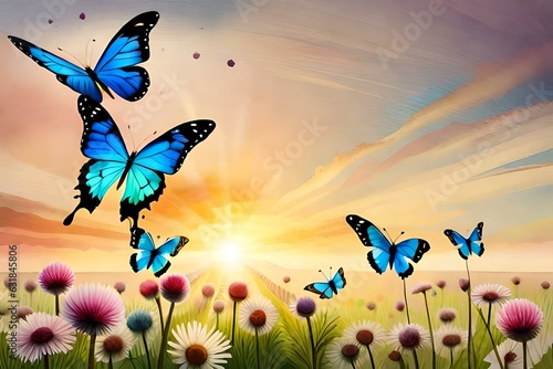 butterfly and flowers generated by I technology