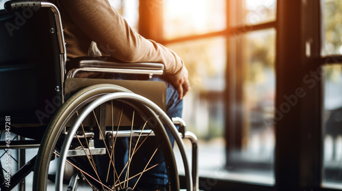 Close up. Disabled Man on Wheelchair.