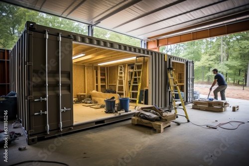 construction process of Tiny Container House step-by-step transformation of shipping container to stylish living space