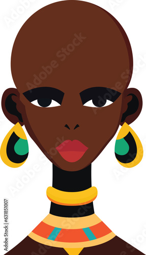 Bald African tribal lady flat style vector beautiful African woman with bald head vector image