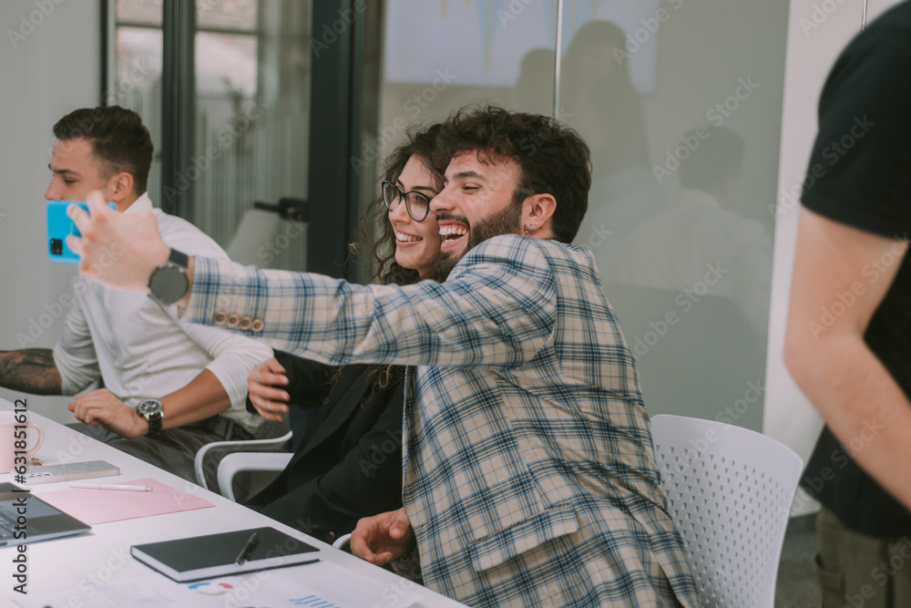 Fototapeta premium Business colleagues taking a selfie