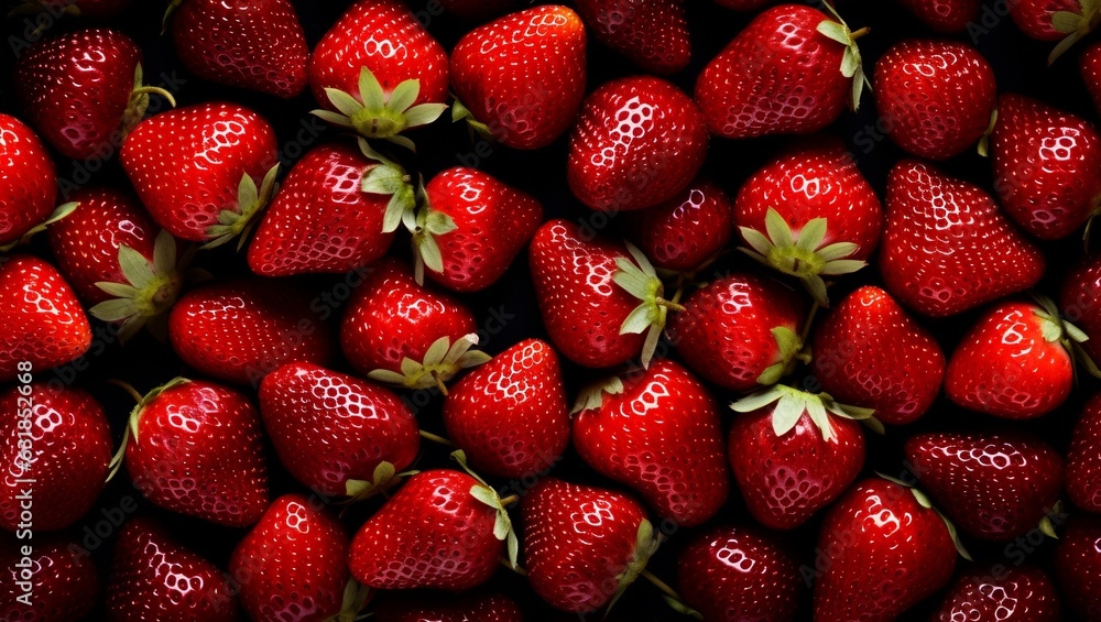 Background of red strawberries. Vegan food, fruit Background of red strawberries. Vegan food, fruit