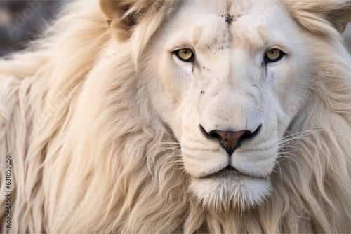 Portrait of white lion.