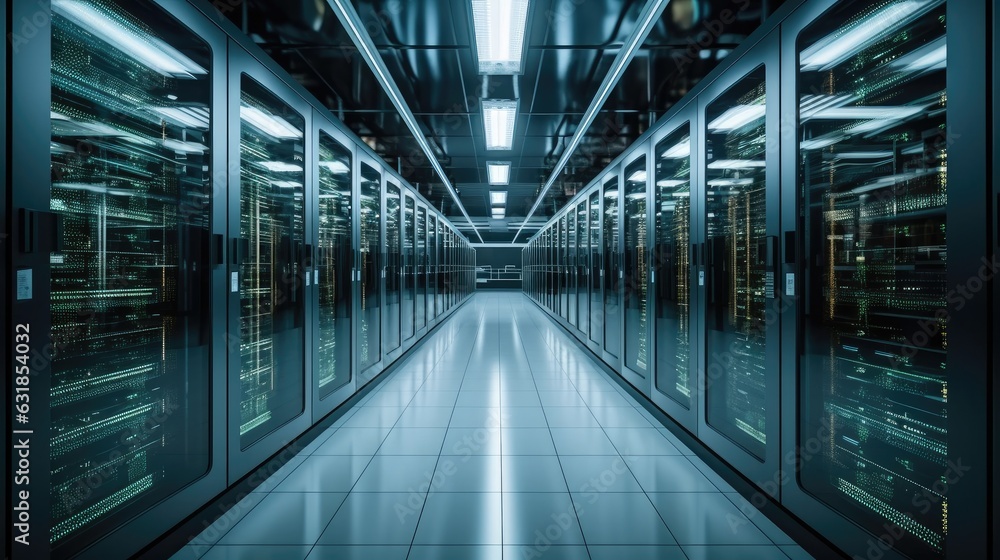 Server room in building at contemporary office. Server room in building at contemporary office.