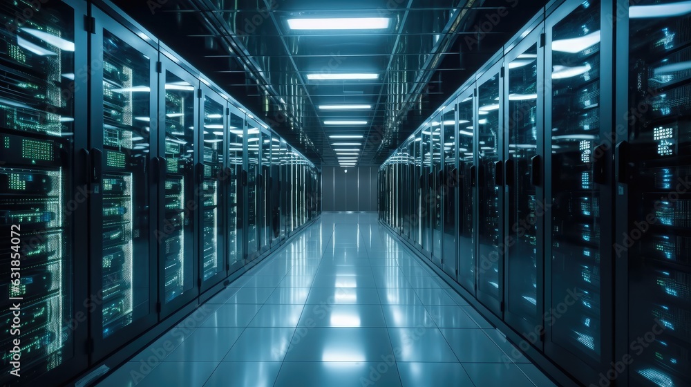 Server room in building at contemporary office. Server room in building at contemporary office.