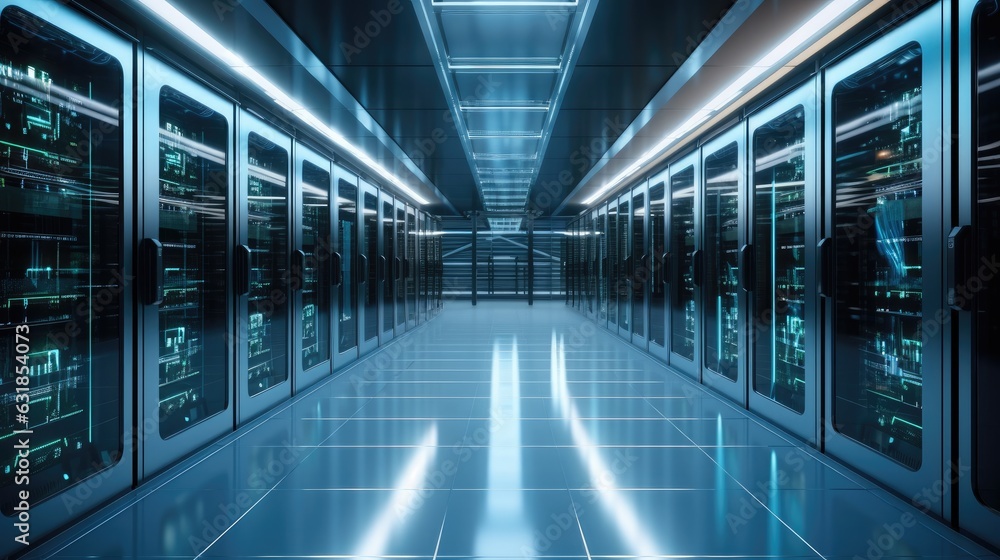 Server room in building at contemporary office. Server room in building at contemporary office.