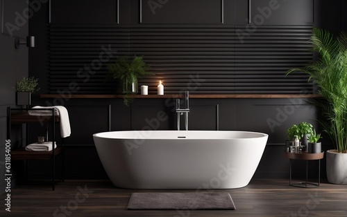 Modern minimalist bathroom. AI