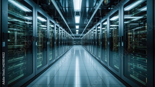 Server room in building at contemporary office.