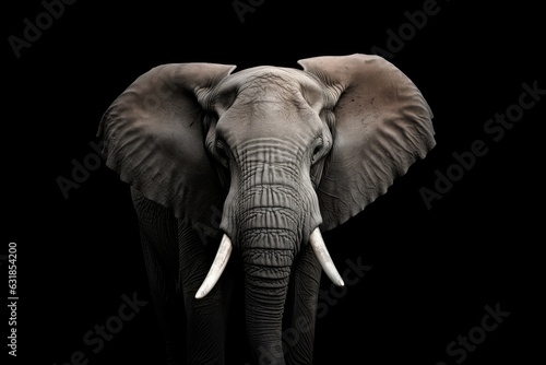 Big elephant with tusks on dark background. © visoot