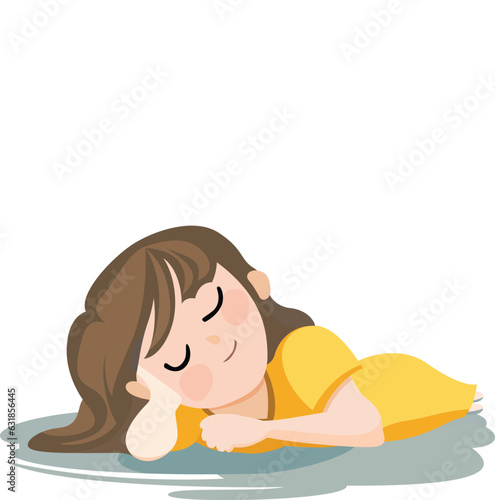 Cute girl day dreaming against a dark rose background with a speech bubble vector illustration