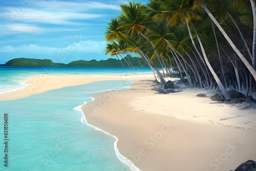 beach with palm trees Generative AI  © Hj
