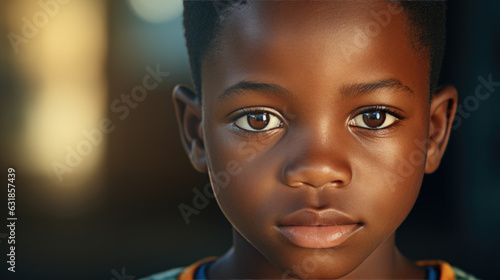 Portrait of a serious Afro-American boy.