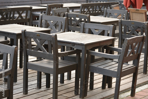 Chairs and tables outside on the terrace