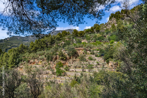 Majorca, Spain. Landscape and hiking trail near Sóller and Fornalutx.