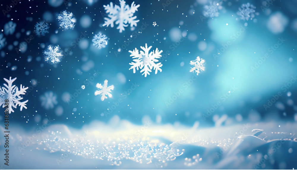 blue dreamy background with snowflakes
