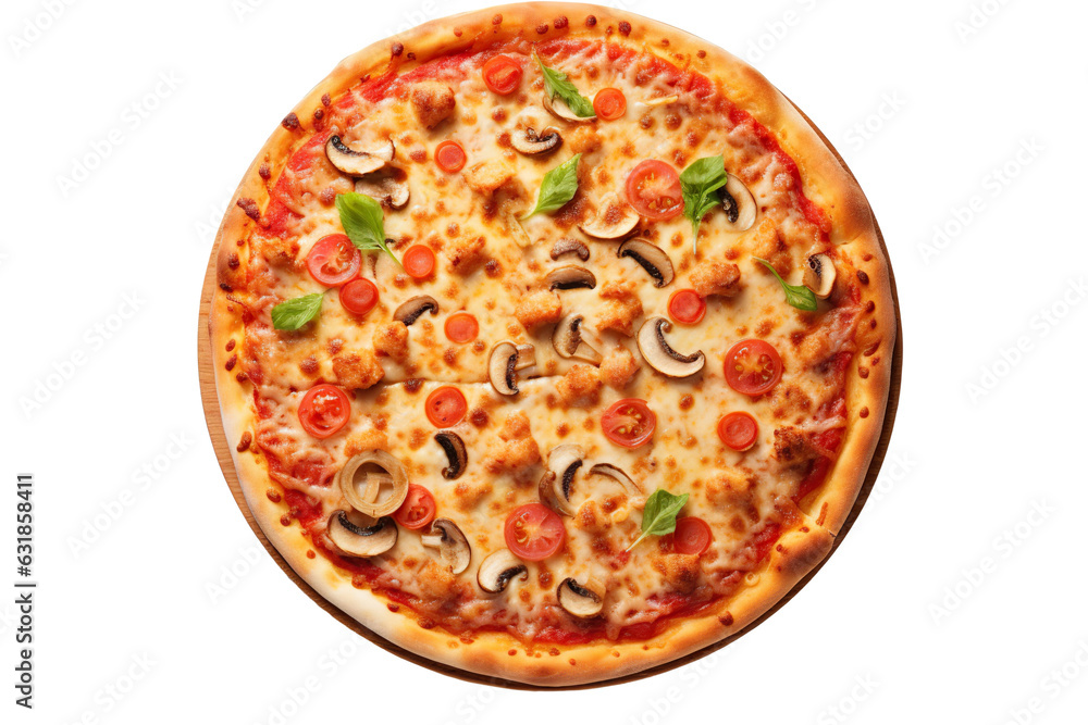 Pizza super seafood isolated white background photo realistic PNG