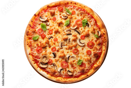 Pizza super seafood isolated white background photo realistic PNG