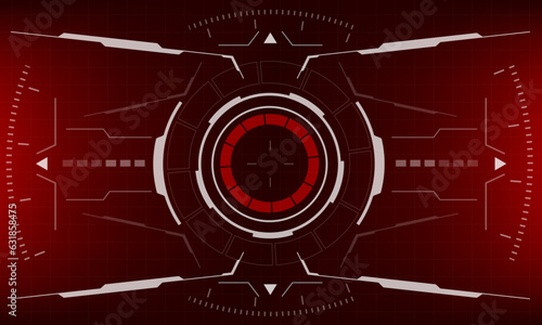 HUD sci-fi interface red screen view design virtual reality futuristic technology display vector