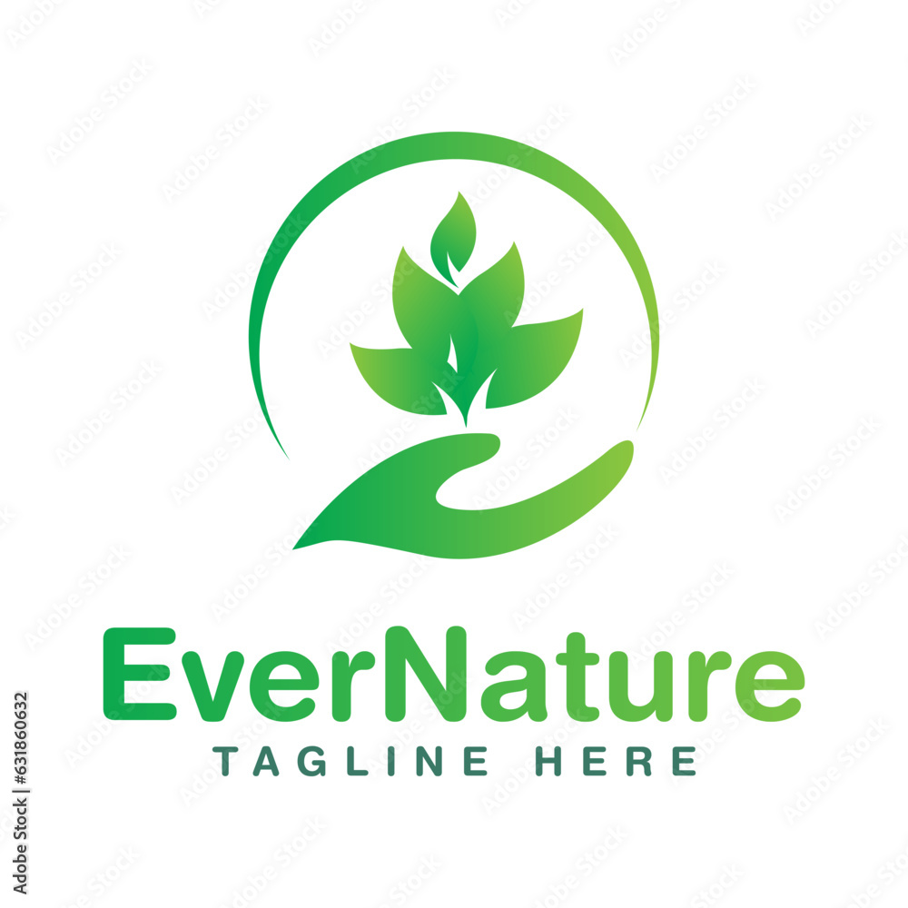 Ever nature Logo design vector, nature icon design with green color. Ever nature Logo design vector, nature icon design with green color.