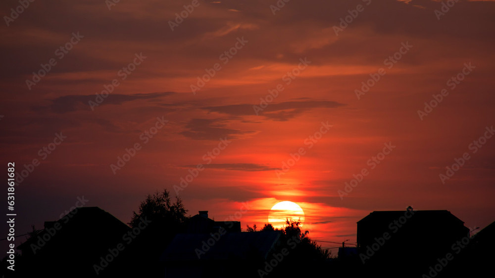 Sunset sky on twilight in the evening with orange gold sunset cloud nature. Sky backgrounds, Horizon golden sky,