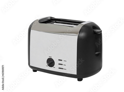 Chrome kitchen toaster isolated with cut out background.