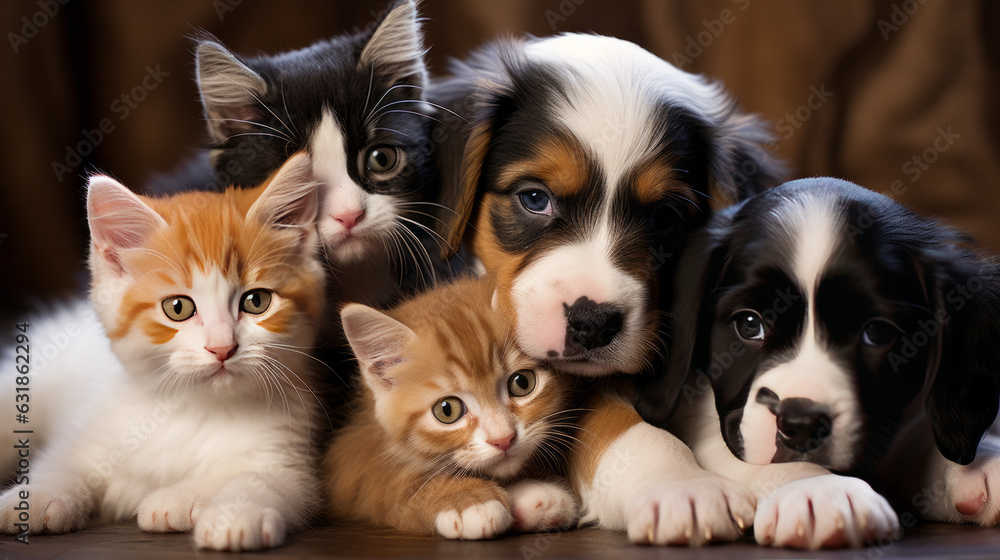 puppies and kittens - Created with Generative AI technology.