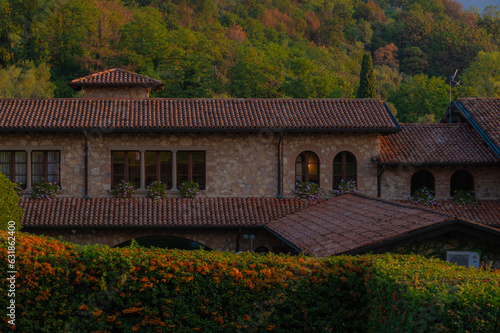 A landscape of the countryside near Iseo Lake at sunrise, Italy