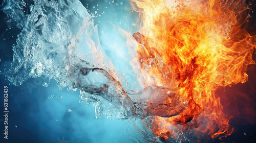 water and fire colliding, ai generated