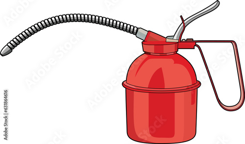 Oiler oil can grease gun or metal oil can oiler lubrication or oil machine pump high pressure oiler grease flex gun cleaner cleaning tool vector image illustration