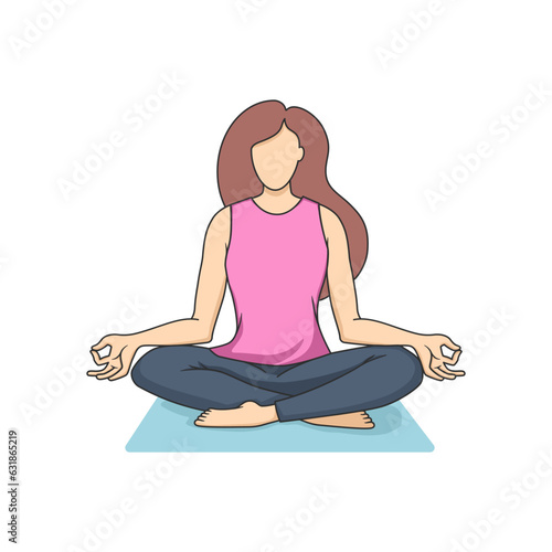Wallpaper Mural Woman meditating on the mat. Yoga, meditation, relaxation, recreation, and healthy. Vector illustration. Torontodigital.ca
