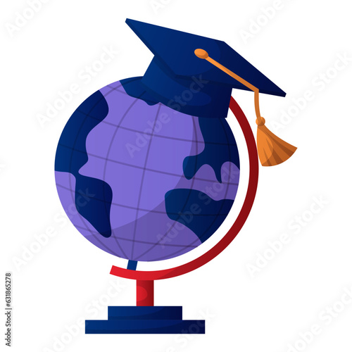 School World map globe. Model of the planet earth. Learn english online. English language school, club, course. Elementary grammar, vocabulary, audio lesson. Learn foreign languages online, education.