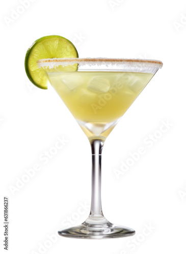 Cocktail Margarita, früher auch Tequila Daisy, freigestellt, transparenter Hintergrund, Generative AI