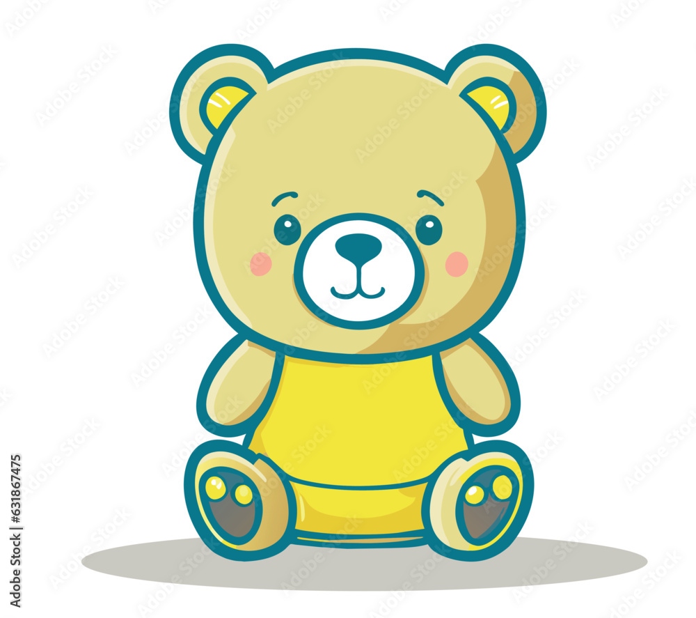 Obraz premium Cute bear sitting, vector illustration