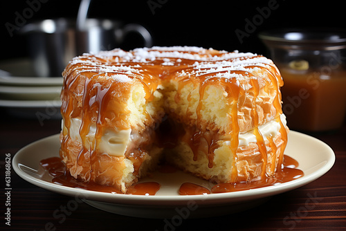 Caramelized Cronut on a plate photo