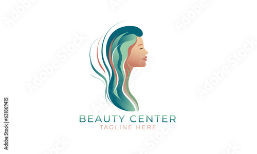 Beauty Center logo, woman face side view logo template 
