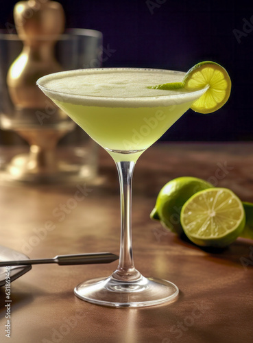 Klassischer Cocktail Daiquiri, Drink mit kubanischem weißen Rum, Generative AI