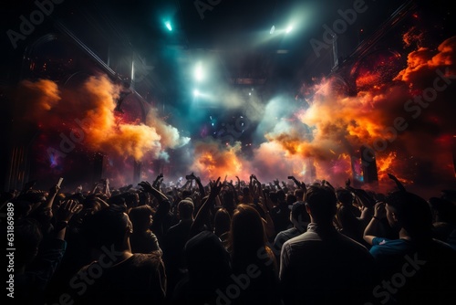 Vibrant nightclub atmosphere with stylish individuals dancing and enjoying the night, capturing the energy and glamour mentioned in the song. Generative AI