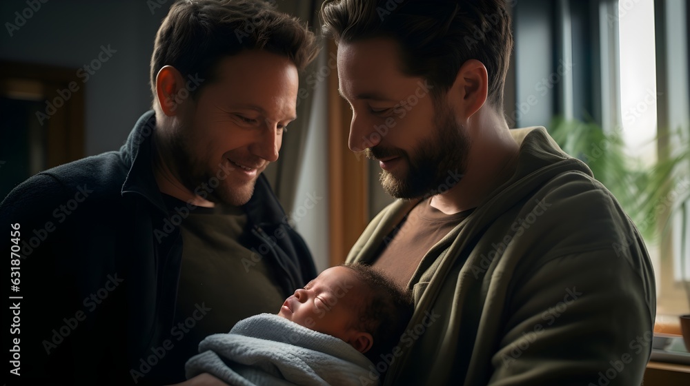 LGBT family, couple with newborn