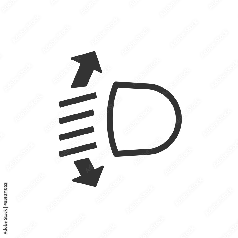 Headlamp leveling control icon. Graphical symbol modern, simple, vector