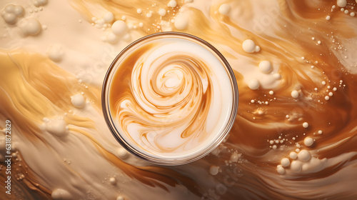 Hot coffee in a ceramic latte glass