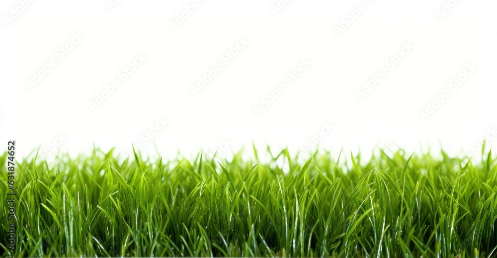 A lush green field against a clean white backdrop created with Generative AI technology A lush green field against a clean white backdrop created with Generative AI technology