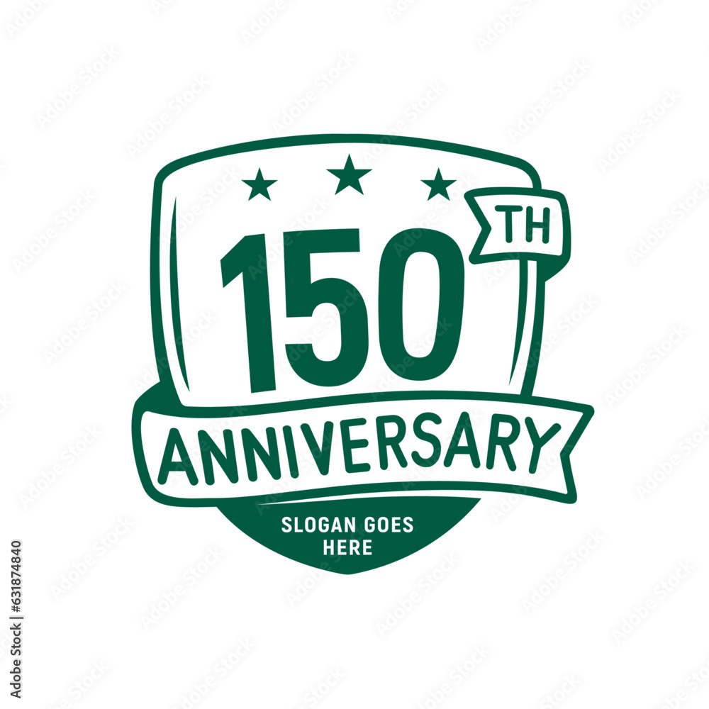 150 years anniversary celebration shield design template. 150th anniversary logo. Vector and illustration.
150 years anniversary celebration shield design template. 150th anniversary logo. Vector and illustration.