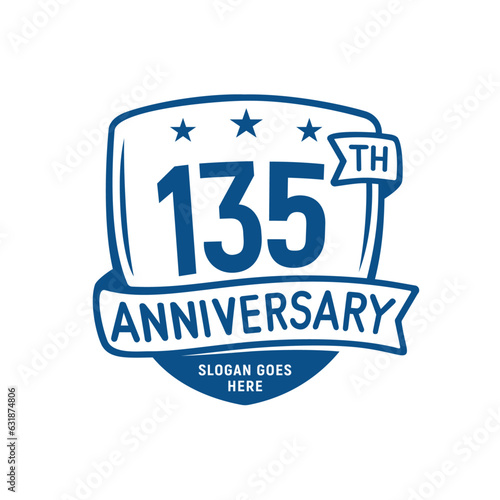 135 years anniversary celebration shield design template. 135th anniversary logo. Vector and illustration.
