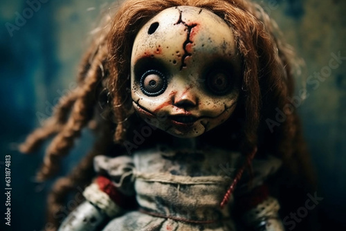 creepy horror doll. generative AI