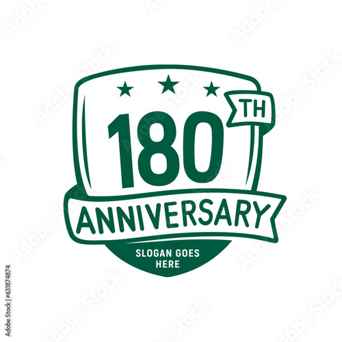 180 years anniversary celebration shield design template. 180th anniversary logo. Vector and illustration.
 photo