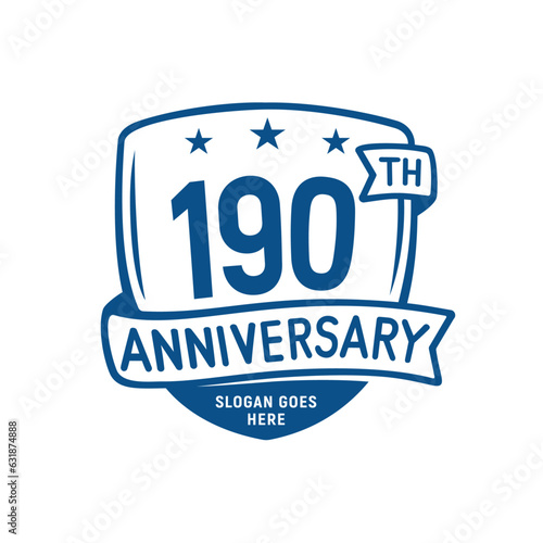 190 years anniversary celebration shield design template. 190th anniversary logo. Vector and illustration. 